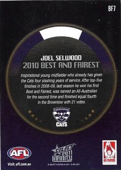 2011 Select AFL Infinity - Best & Fairest #BF7 Joel Selwood Back